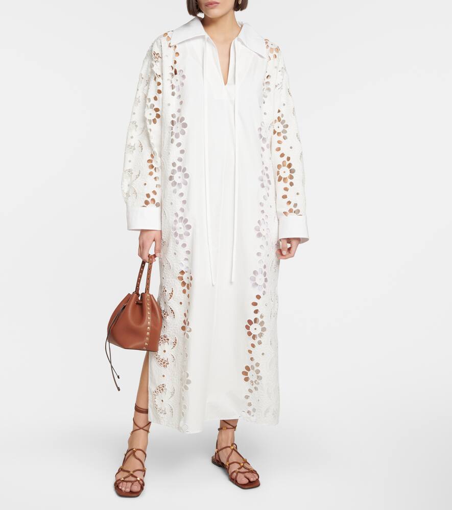 Valentino Embroidered cotton midi dress