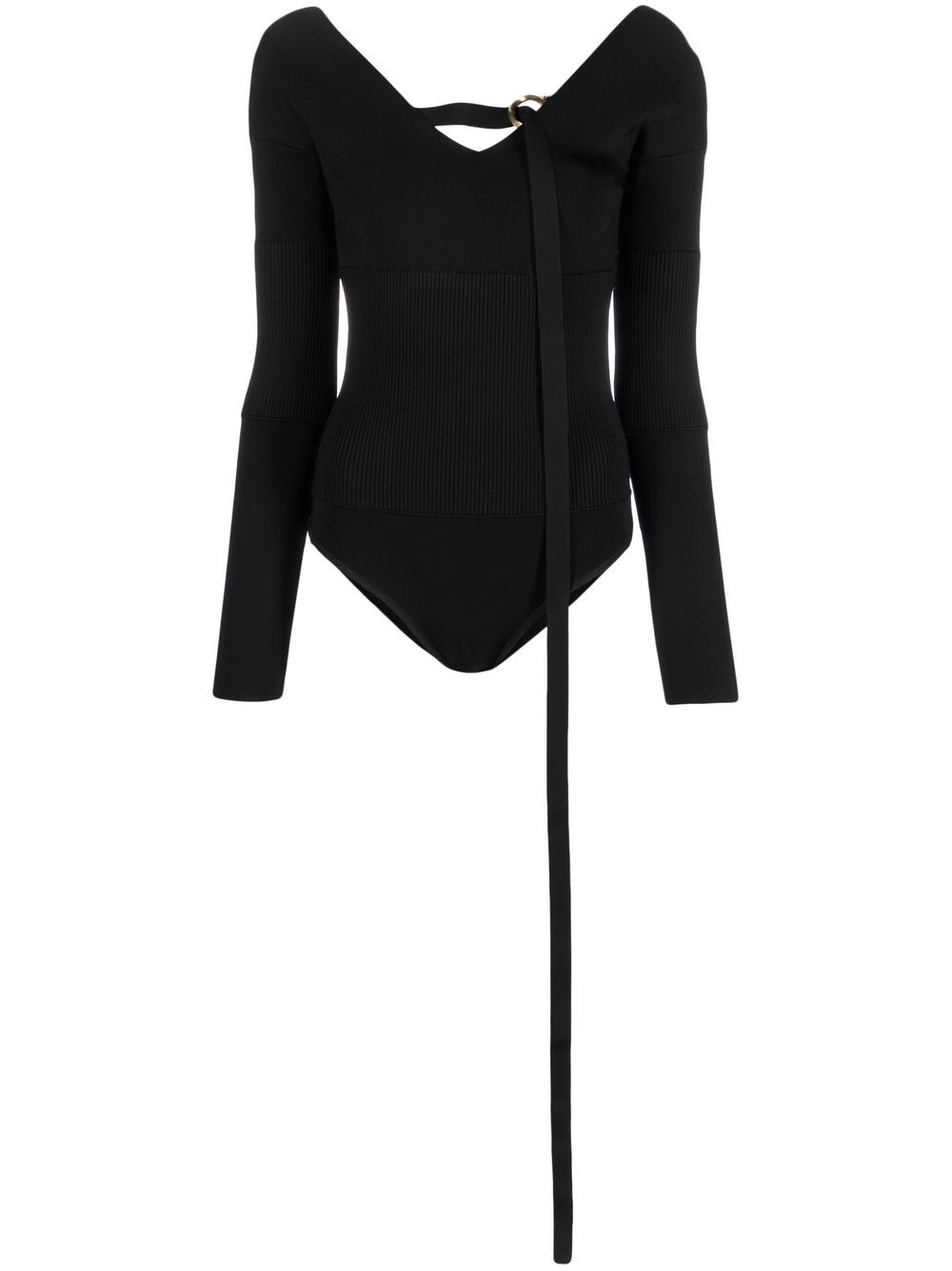 V-neck knitted bodysuit - Black