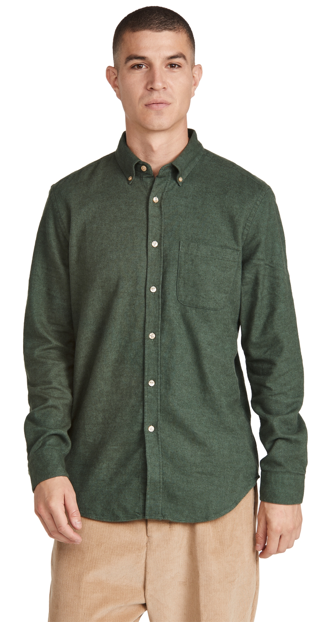 Teca Brushed Flannel Button Down Shirt Moss