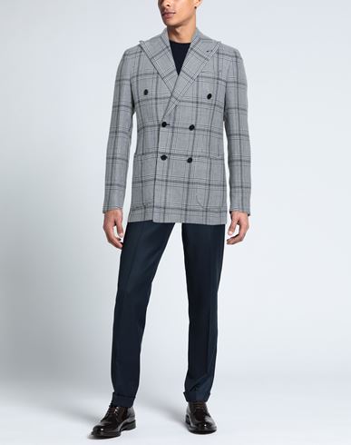 Man Blazer Slate blue Size 40 Linen, Virgin Wool