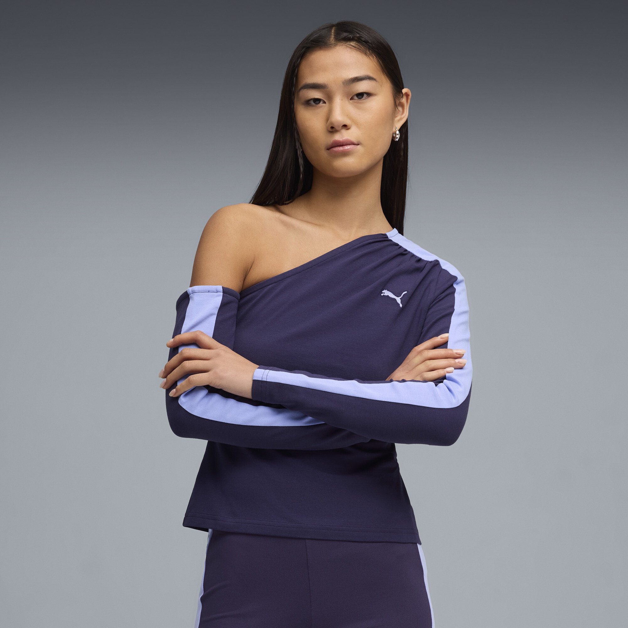 PUMA T7 Women's Asymmetric Top in Purple