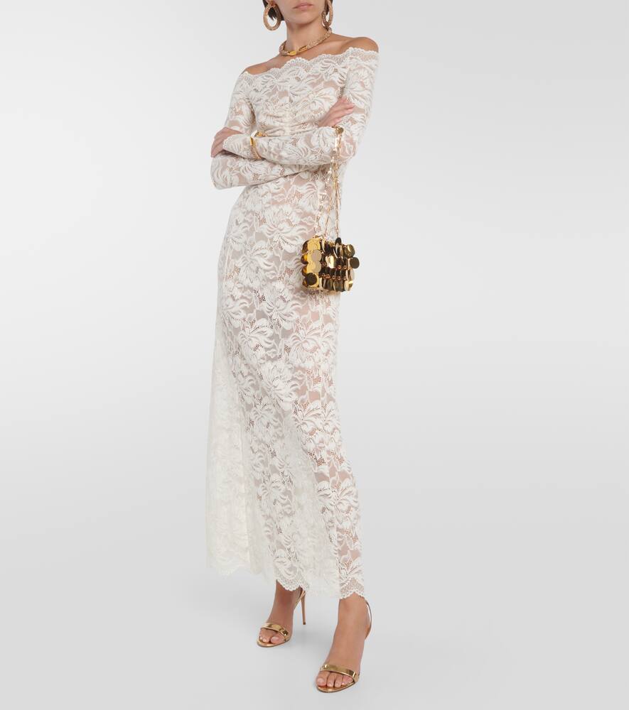 Off-shoulder lace maxi dress