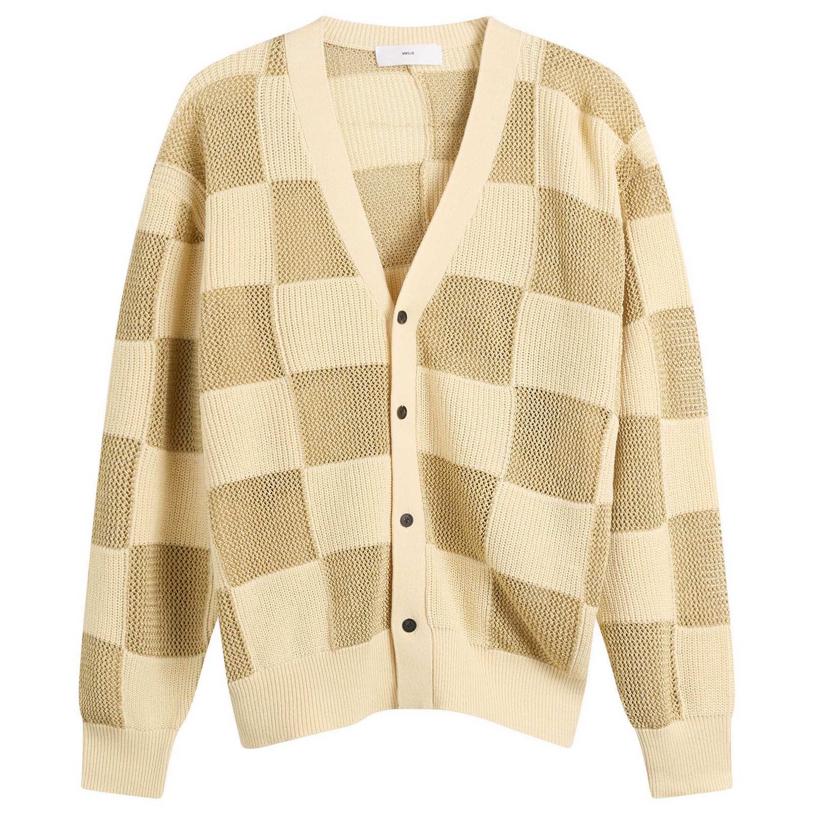 Women's TOGA Checkered Knit Cardigan in Beige