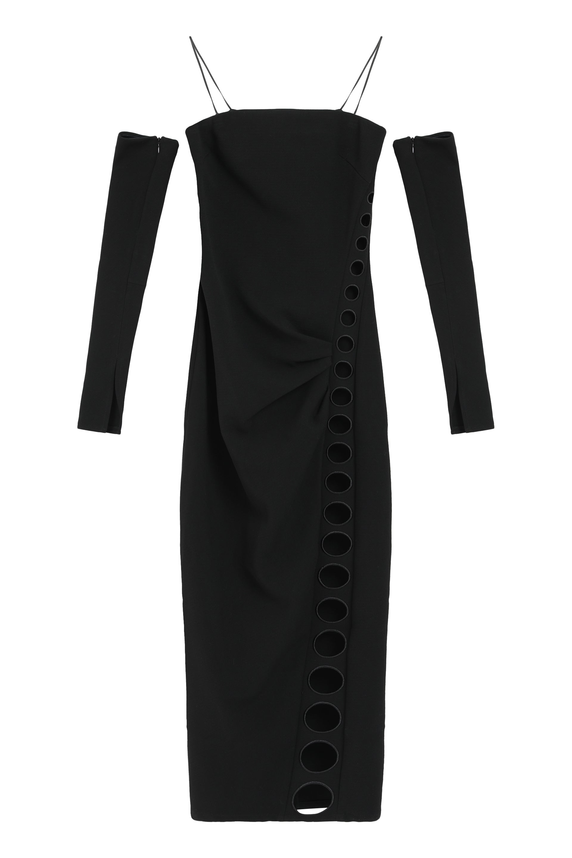 Off-Shoulder Design with Button Details Dress — Black