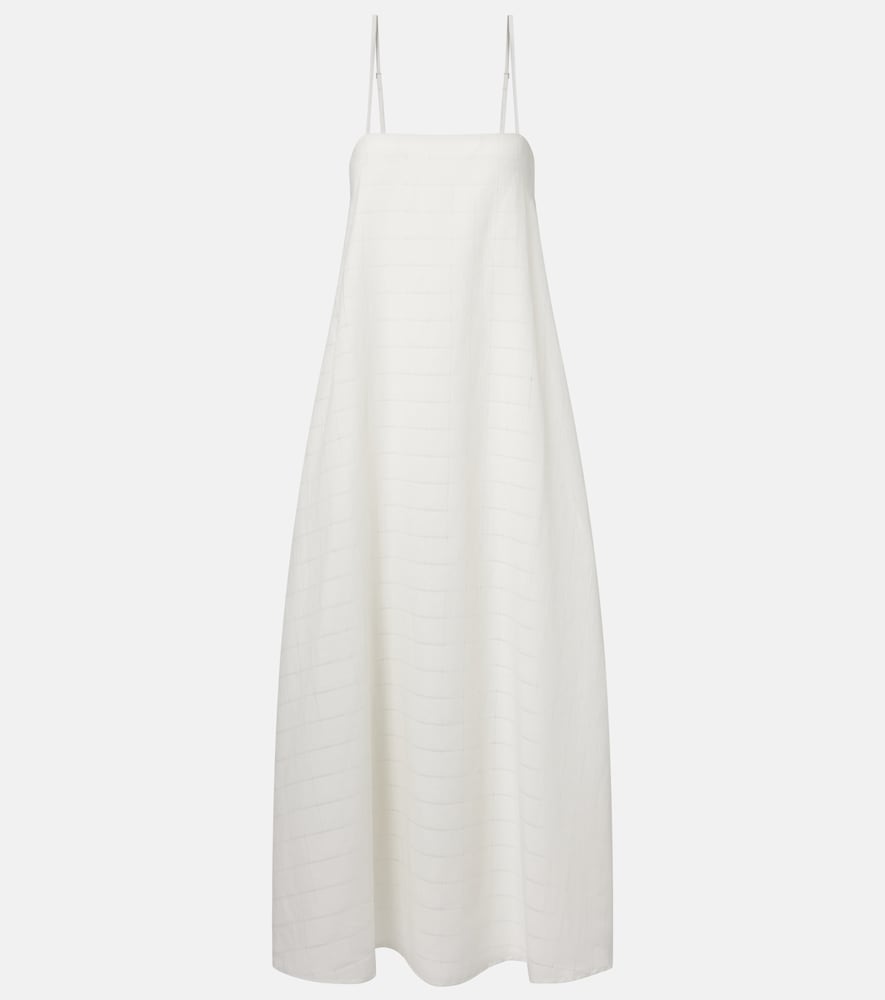 Melfi checked linen and cotton maxi dress