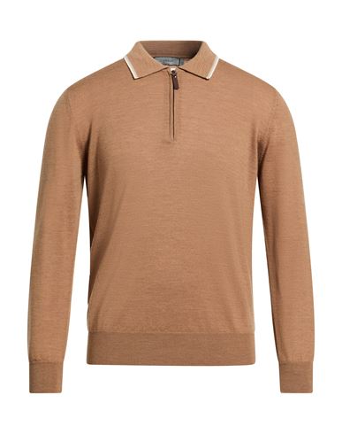 Man Sweater Camel Size 36 Merino Wool