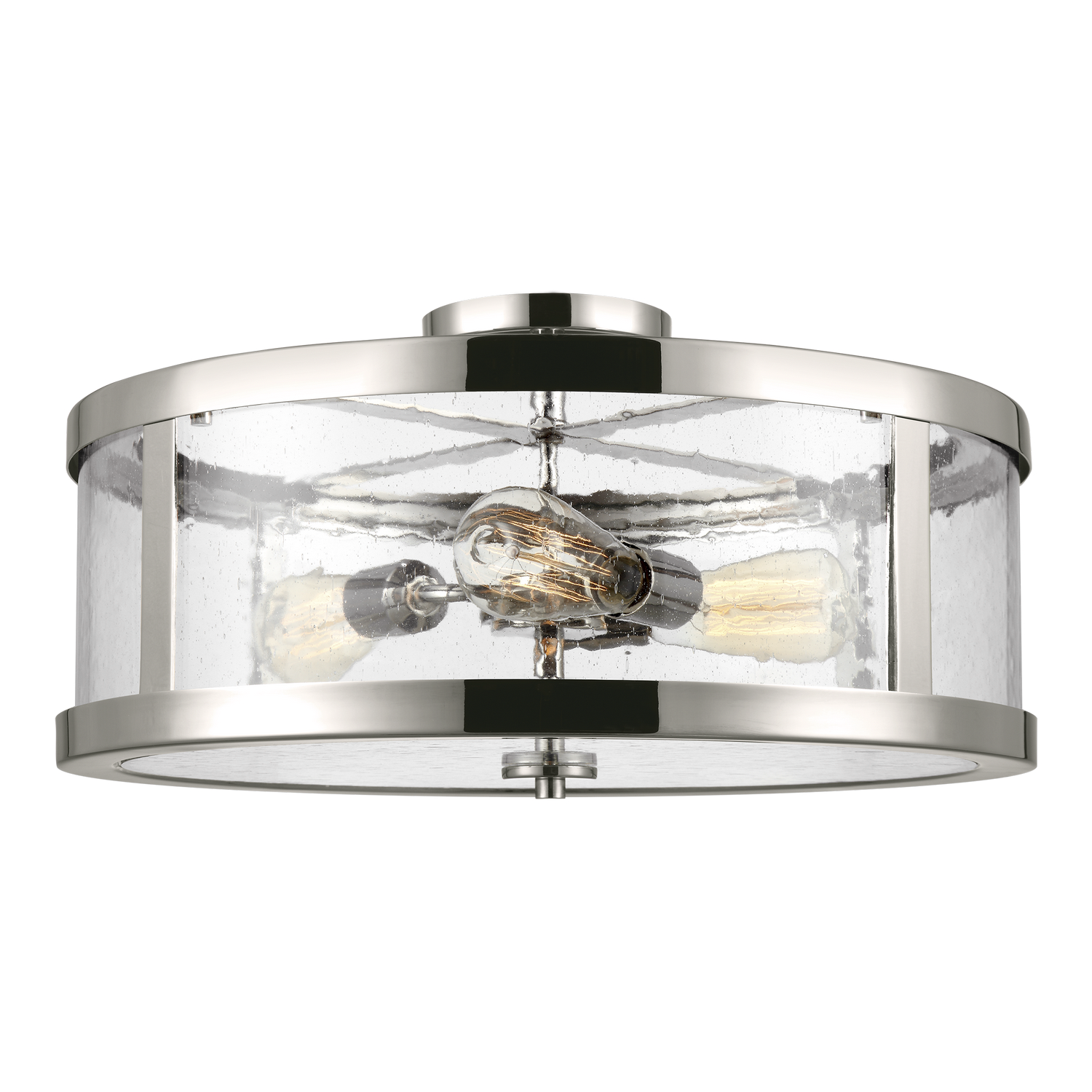 Polished Nickel Three Light Semi-Flush Mount from the Harrow Collection