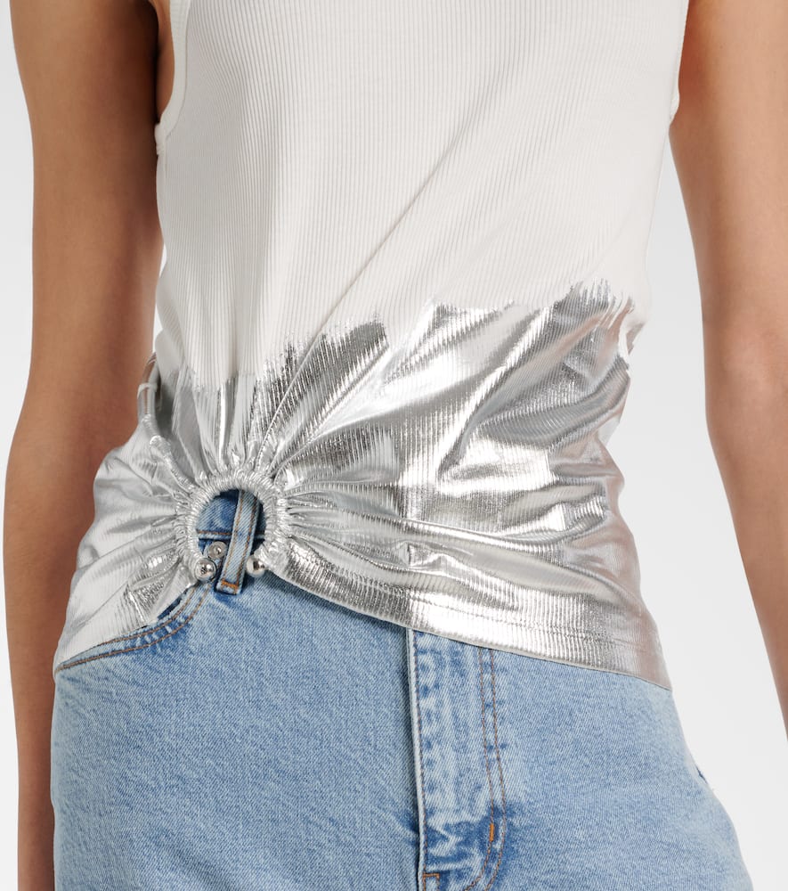 Rabanne Gathered cotton-blend tank top
