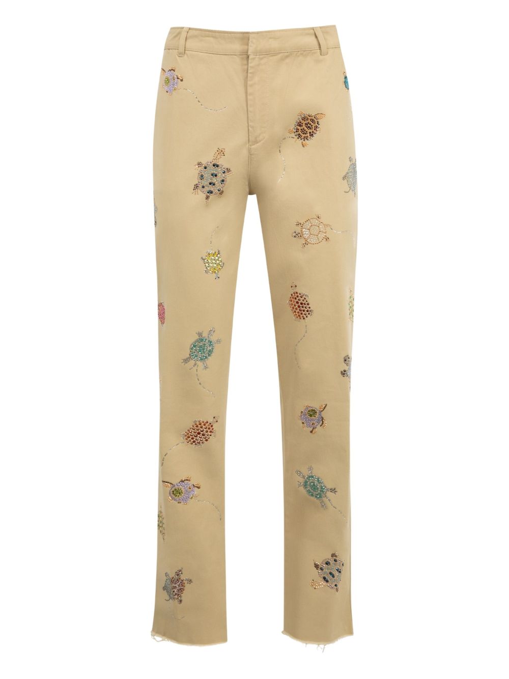 Turtle Time embroidered trousers - Neutrals