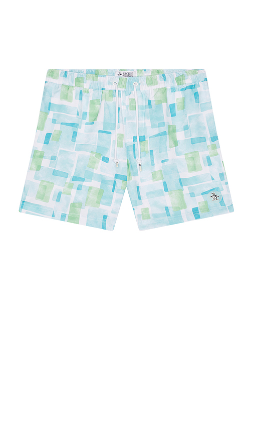 Original Penguin 7 Volley Swim Shorts in White. L. Also in S, M, XL/1X