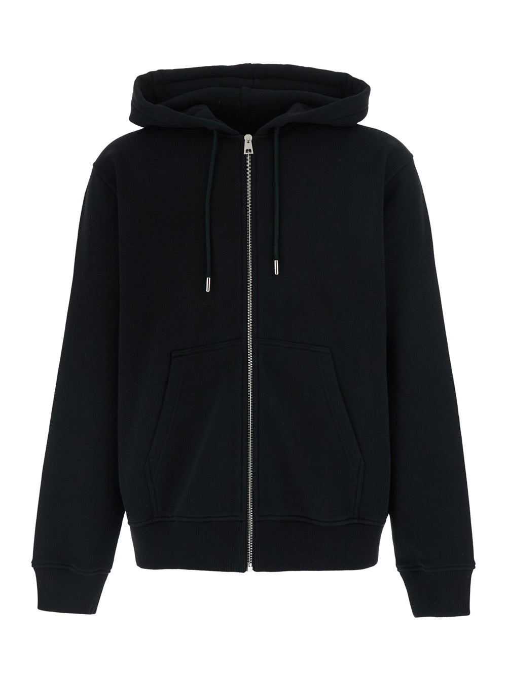 Cotton Zip-Up Hoodie — Black
