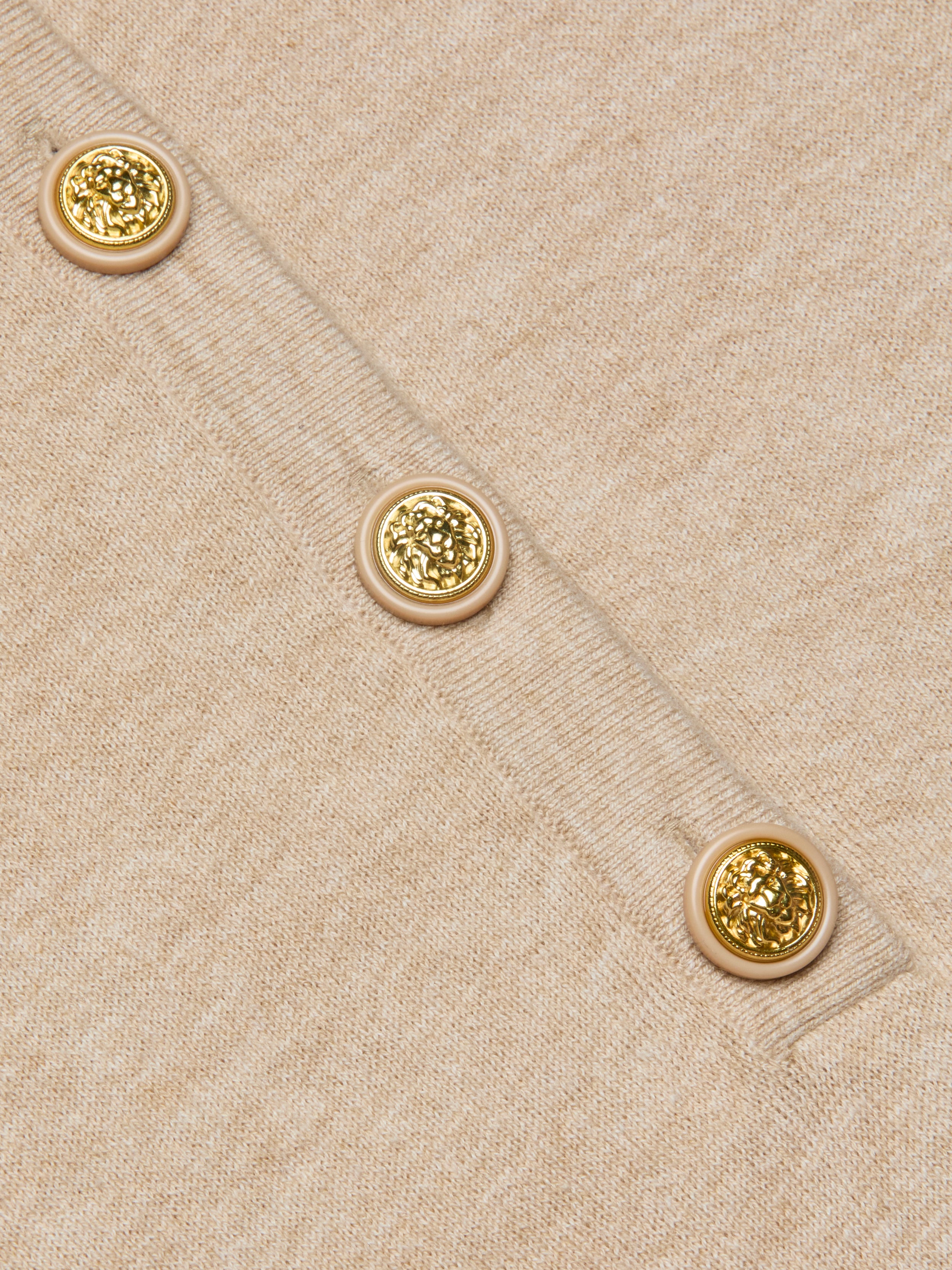 Ronda Knit Henley Top In Crema/gold Lion
