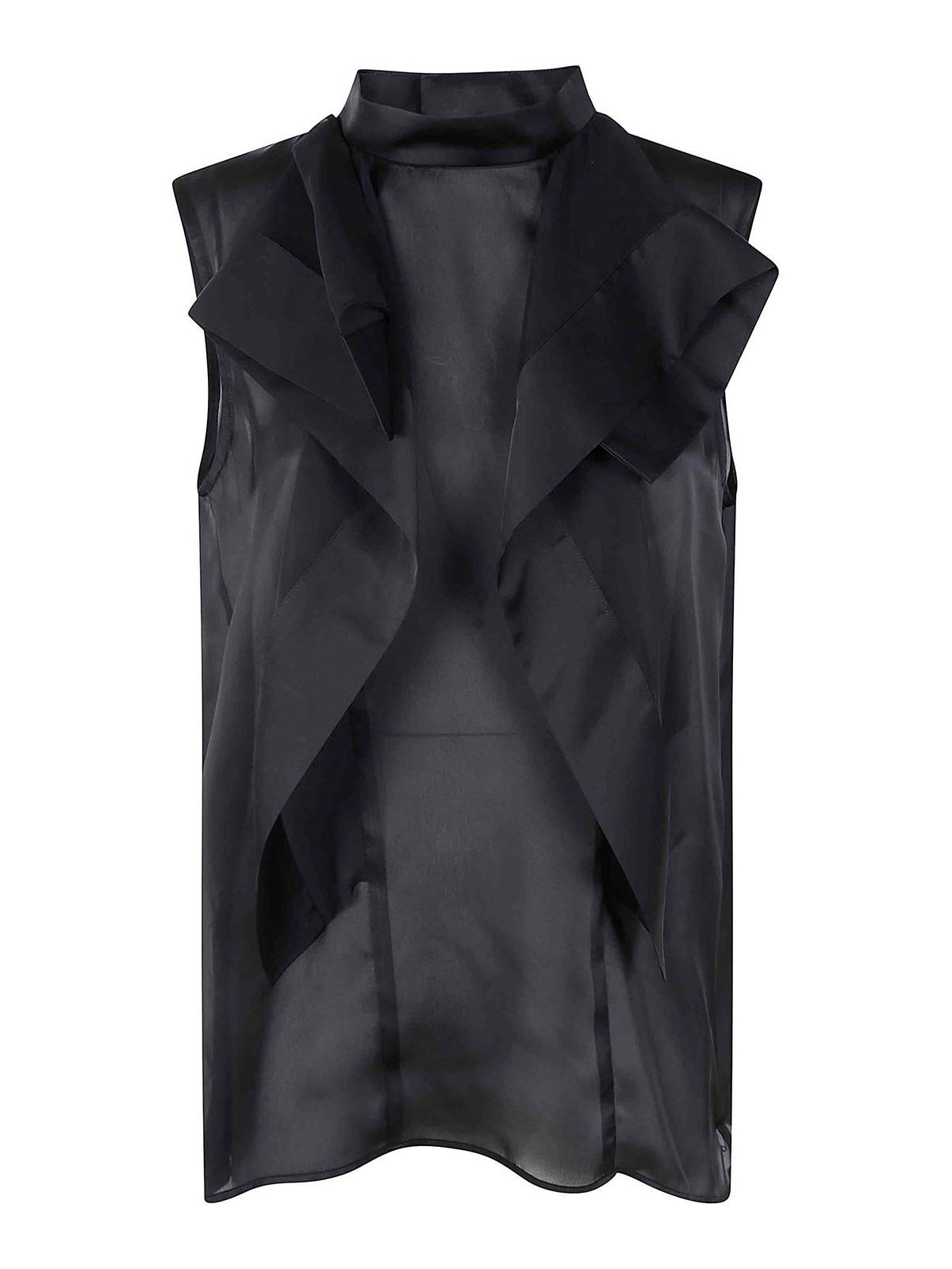 Black Chiffon Satin Calto Tank Top