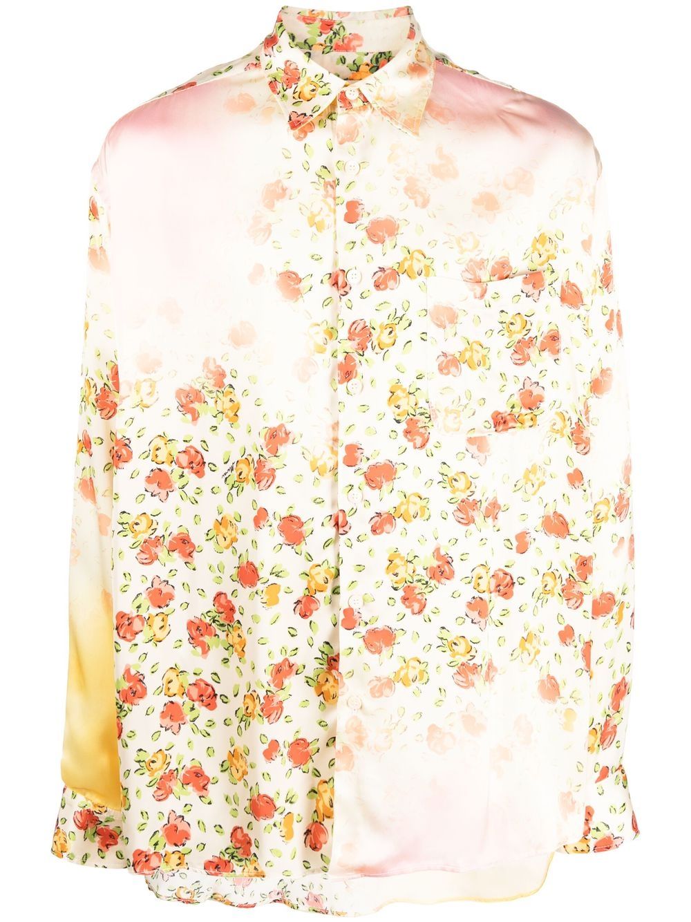 Floral-print long-sleeve shirt - Neutrals