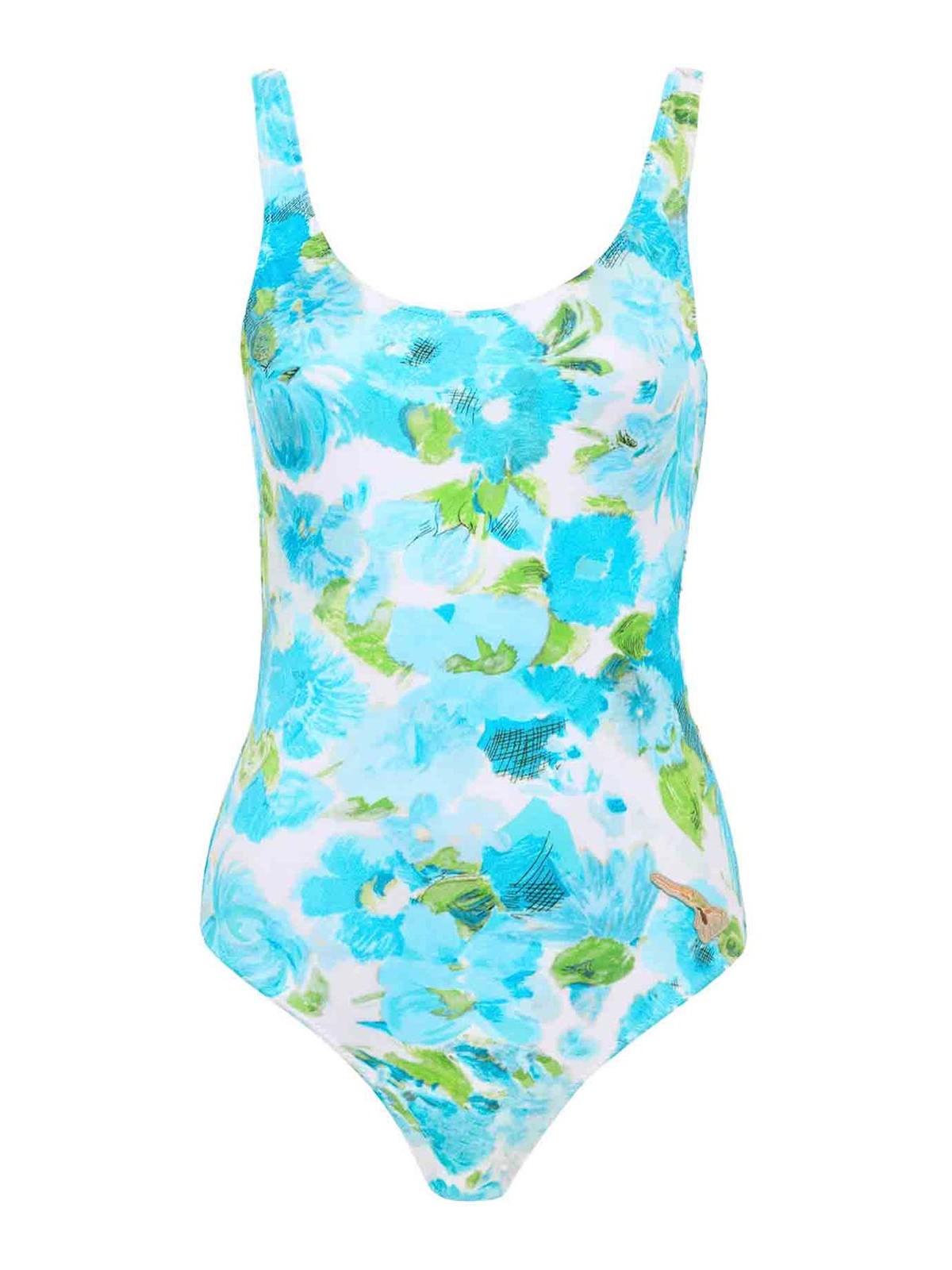 One-Piece Swimsuit With Aquatic Flower Print