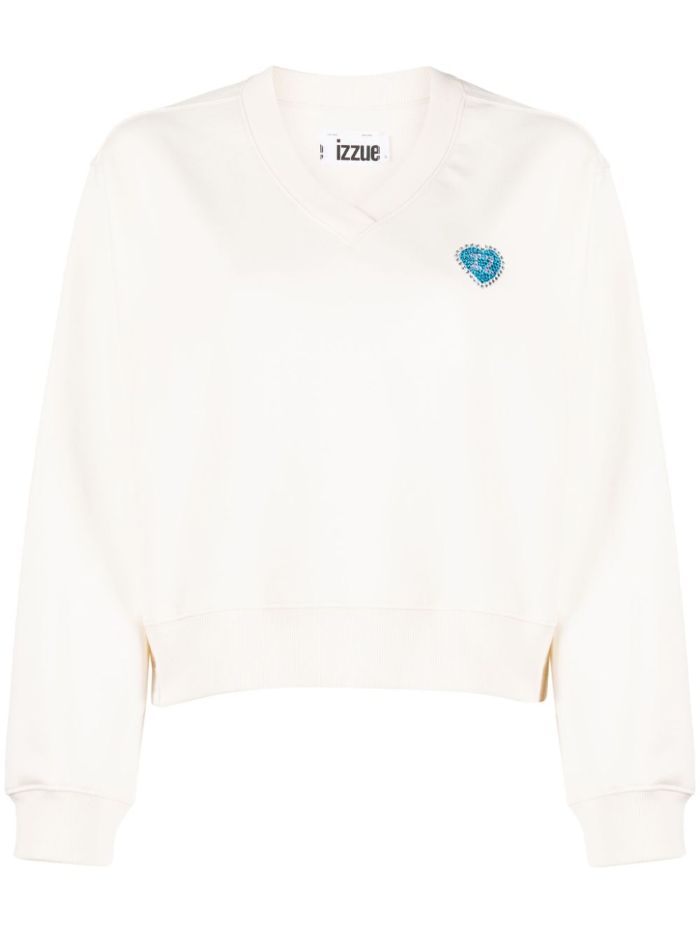 Crystal-embellished V-neck sweatshirt - Black