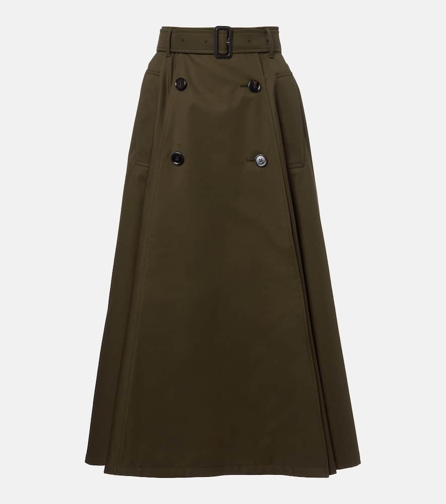 Cotton gabardine midi skirt