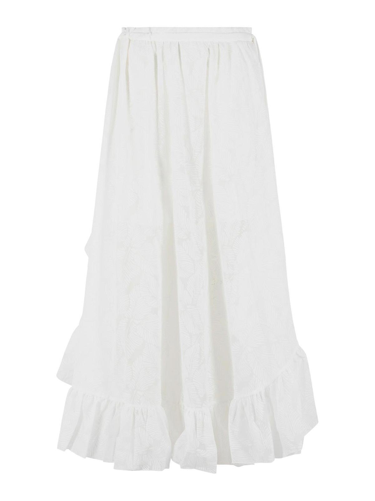 Daylight Long Skirt In White Cotton Blend