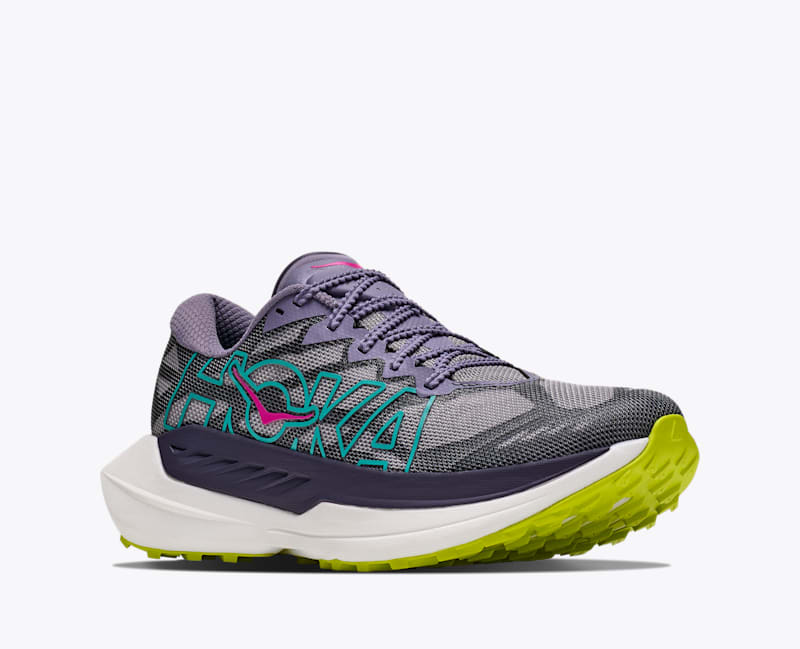 HOKA Women's Rocket X Trail Shoes in Purple Fog/Hoka Citrus
