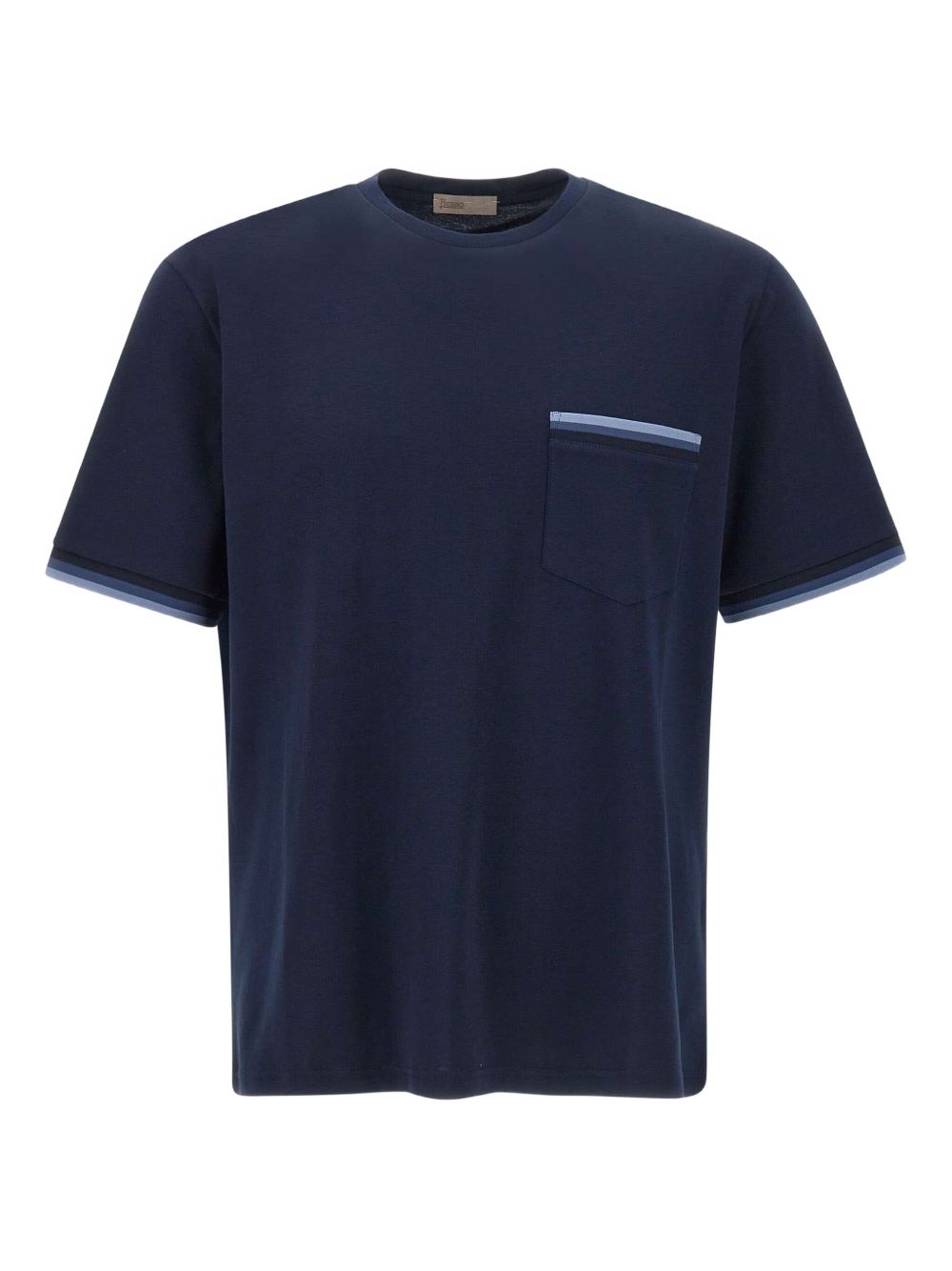 Pocket ribbed-trim T-shirt - Blue