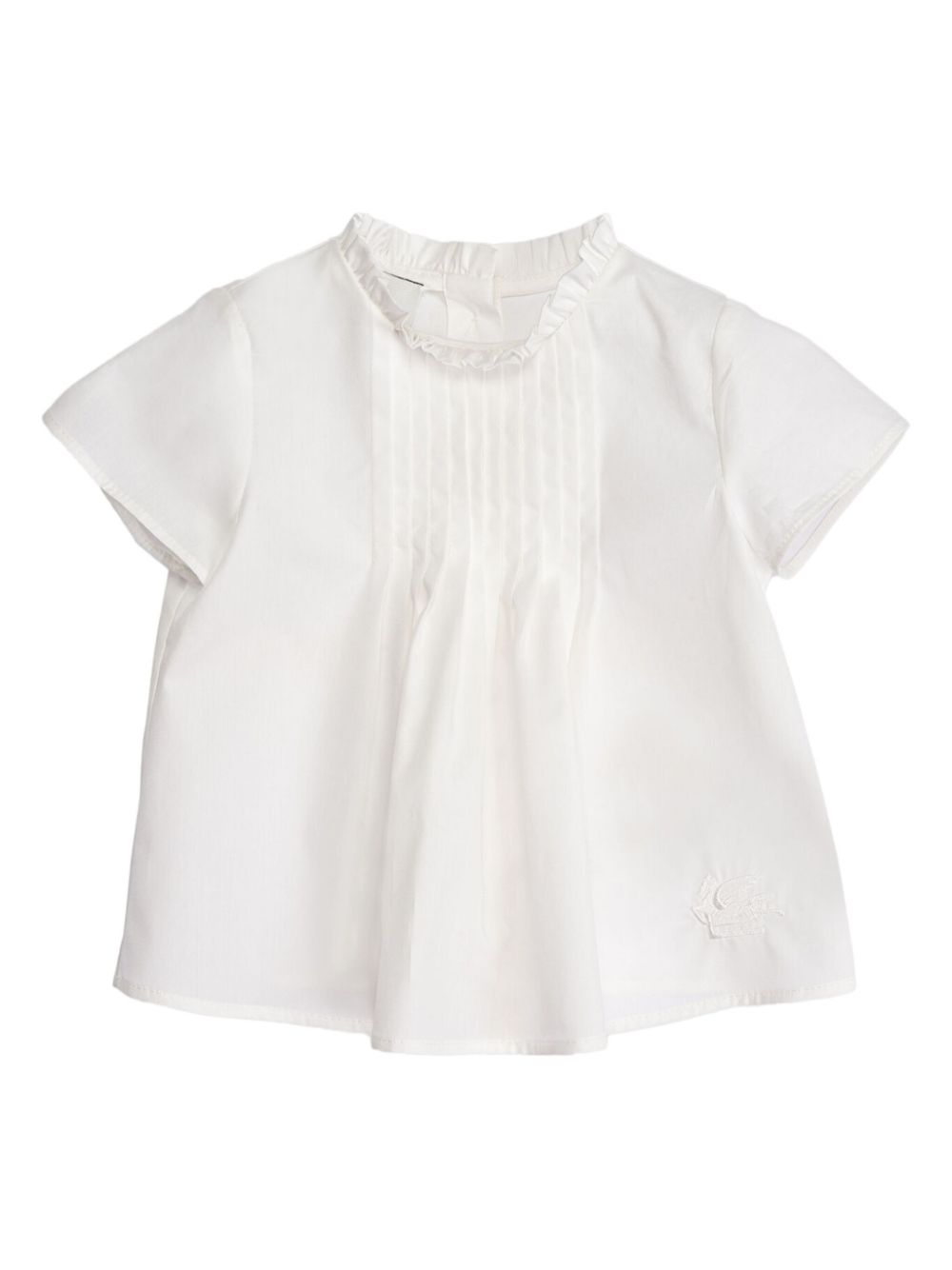 Pleated cotton poplin blouse - White