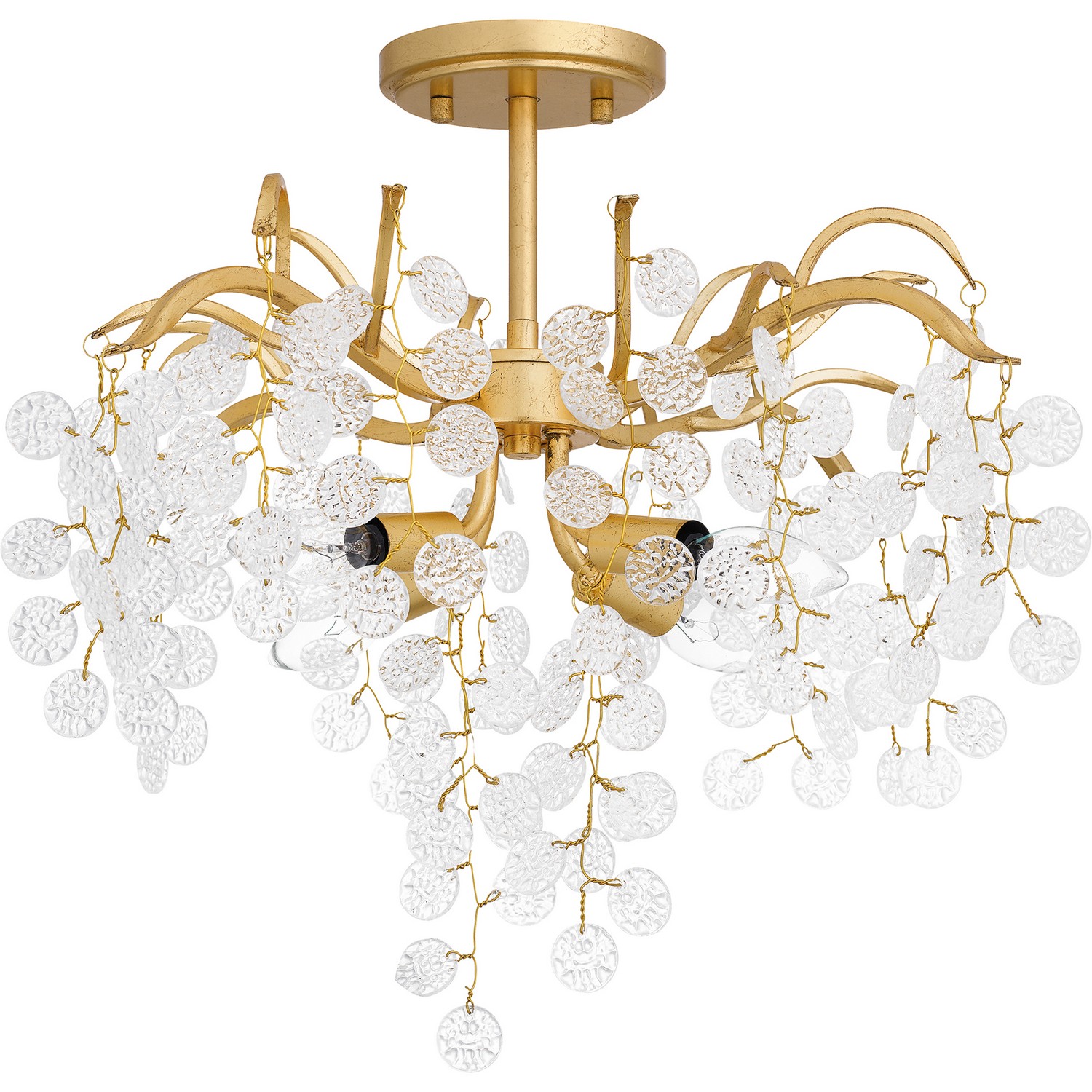 Gold Leaf Four Light Semi Flush Mount from the Maple Collection