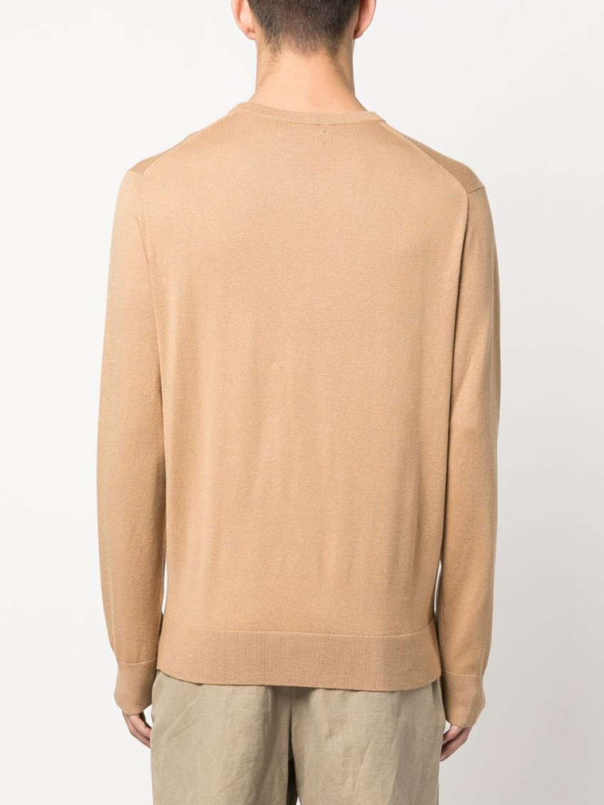 Embroidered-logo cotton-cashmere blend jumper - Neutrals