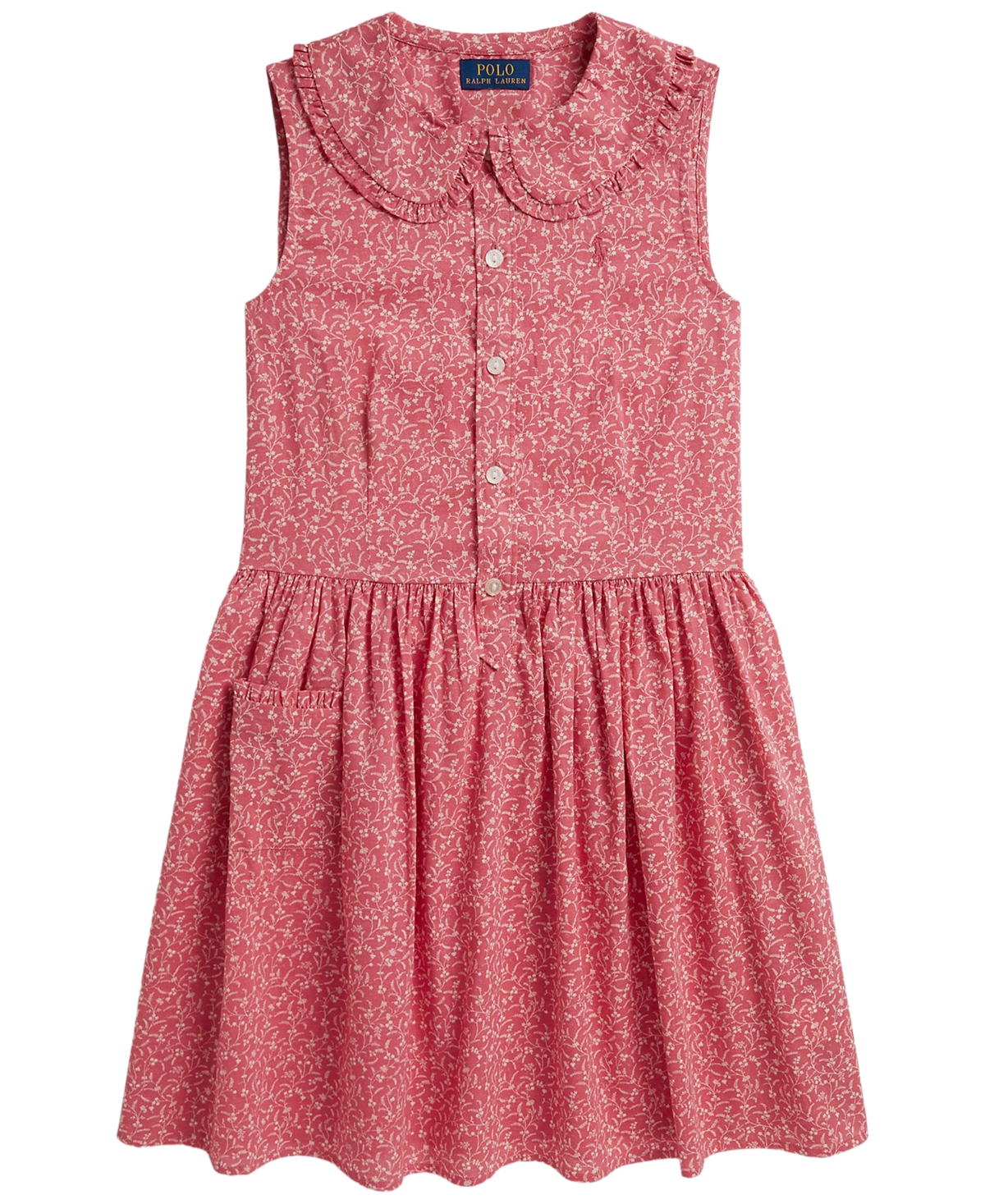 Girls' 7-16 Sleeveless Shirt Dress - Floral Pink