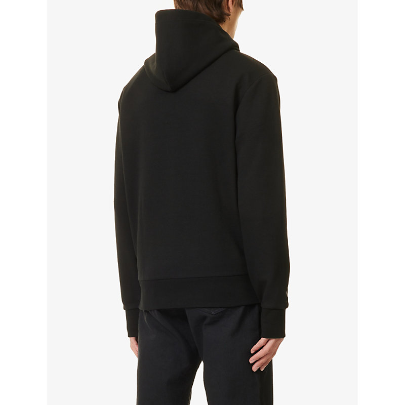 Mens Polo Black Brand-embroidered Relaxed-fit Cotton-blend Hoody 