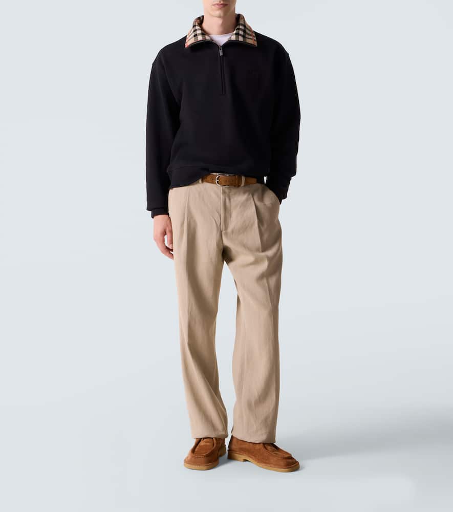 Check cotton jersey half-zip sweatshirt