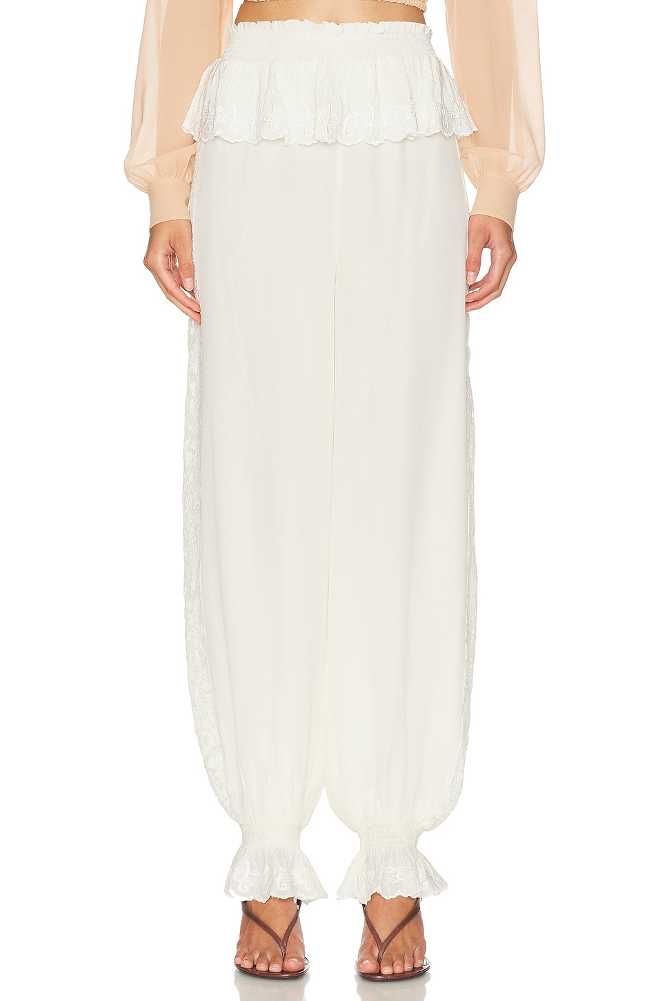LoveShackFancy Clyra Pants in Cream. S. Also in XXS, XS, M