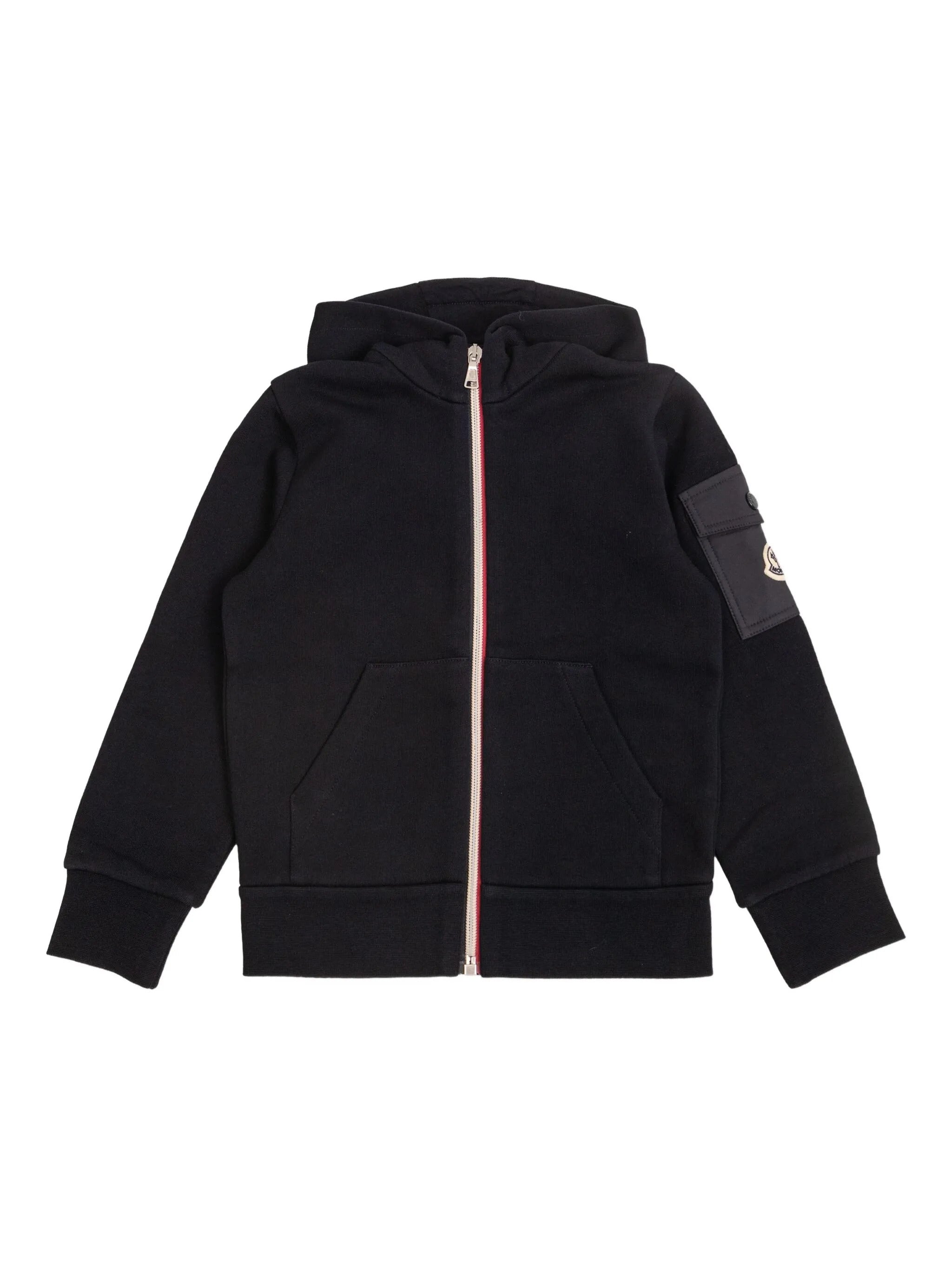 Kids Full-Zip Hoodie with Kangaroo Pocket and Logo Patch
