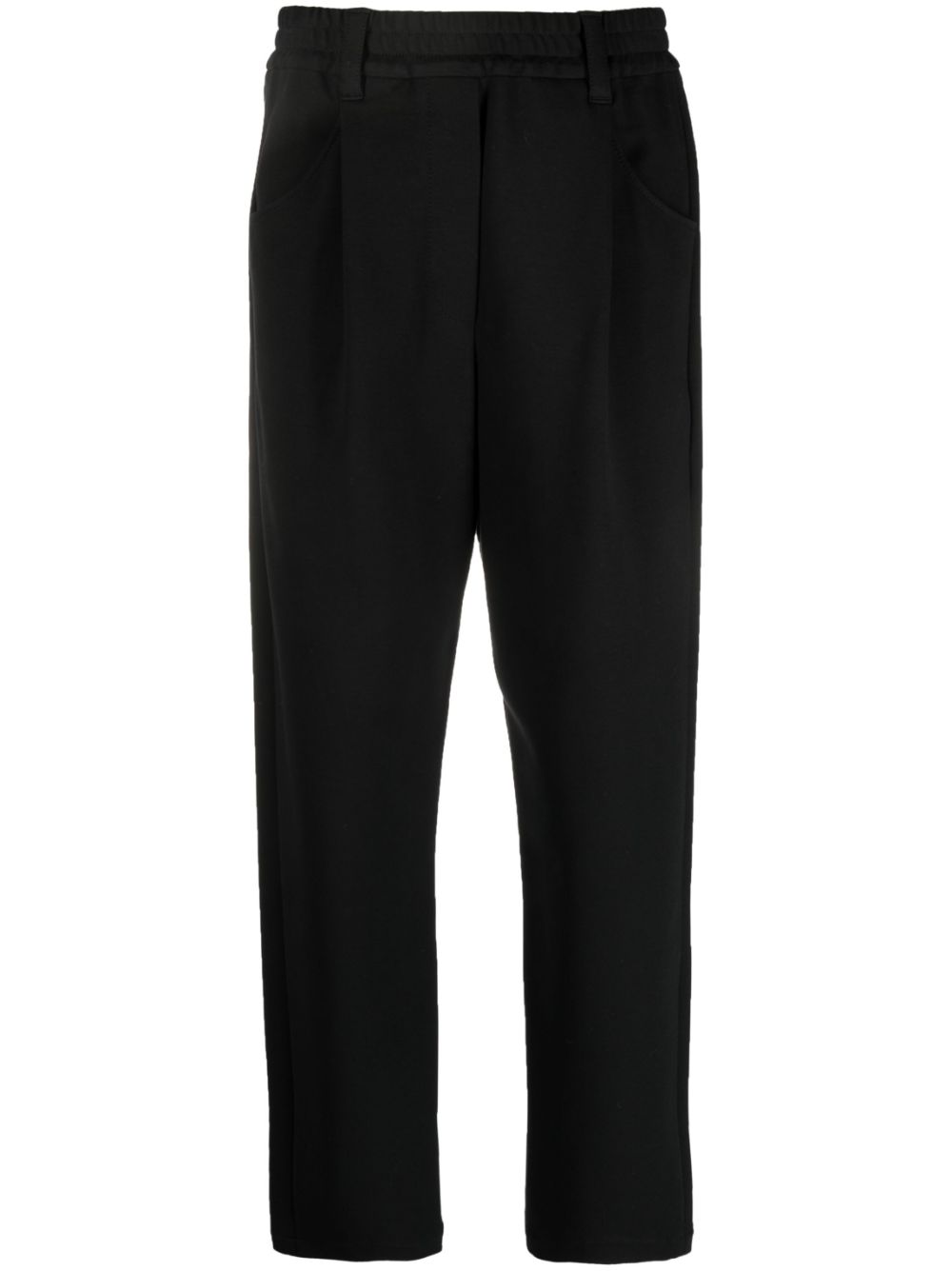 Elasticated-waist slouchy trousers - Black