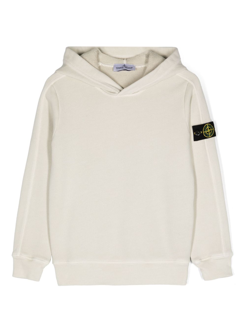 Compass-badge cotton hoodie - Neutrals