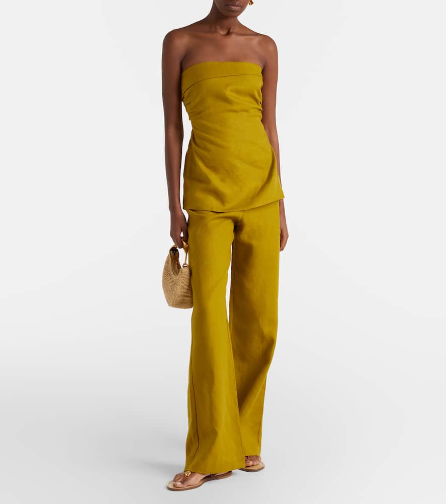 Caen strapless linen top