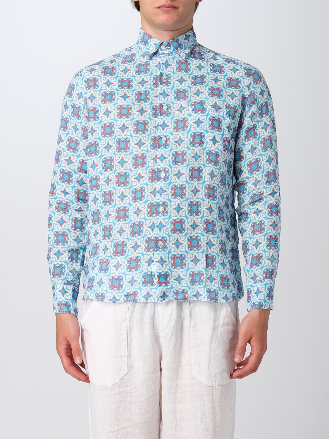 Shirt Men color Gnawed Blue