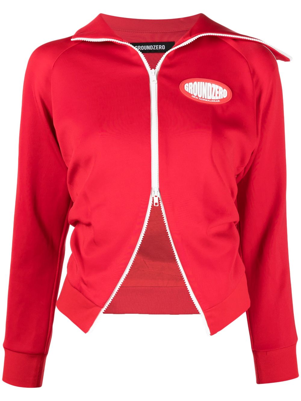 Logo-patch zip-up jacket - Red