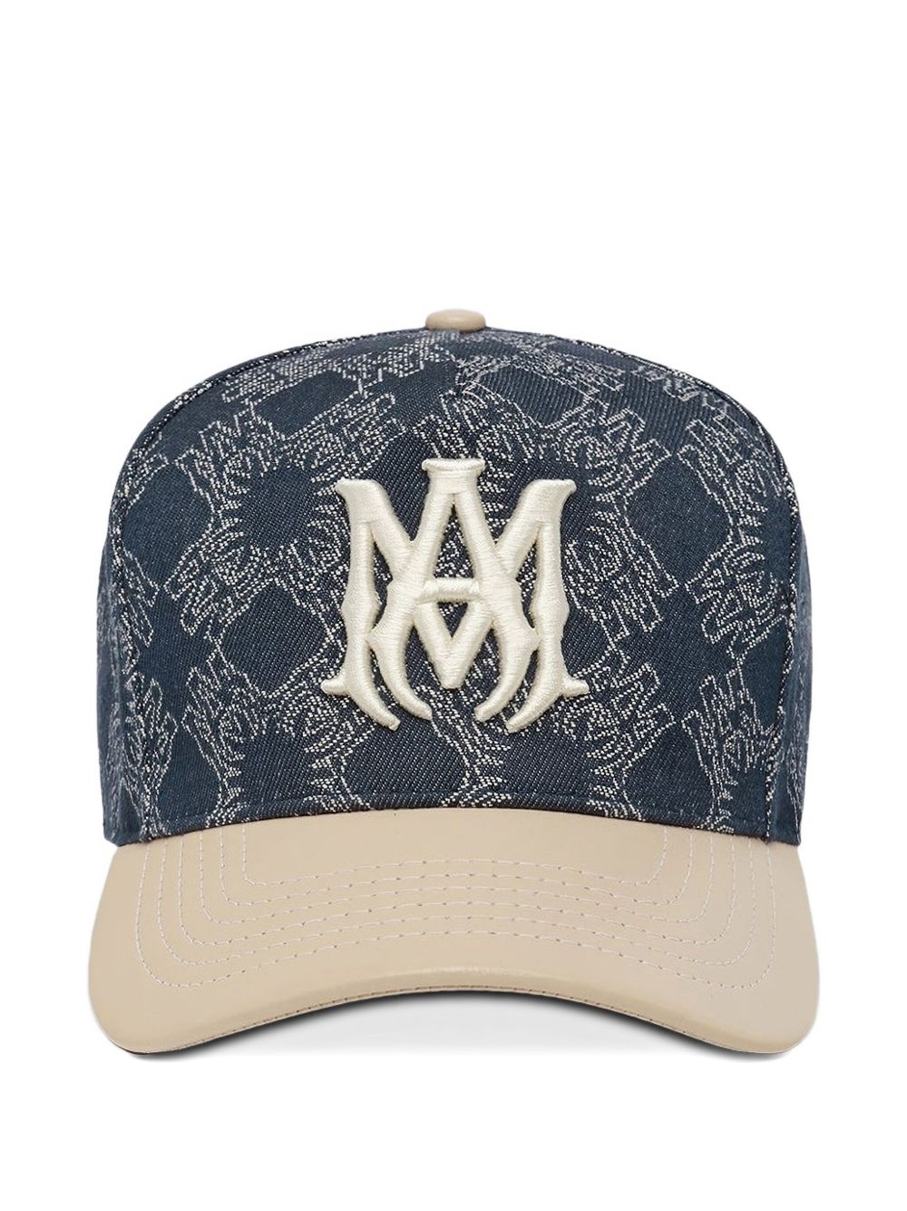 MA leather brim denim hat - Blue