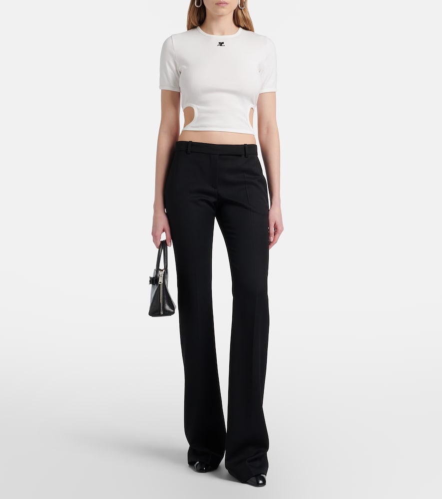 Courrèges Logo cutout tie-back cotton crop top