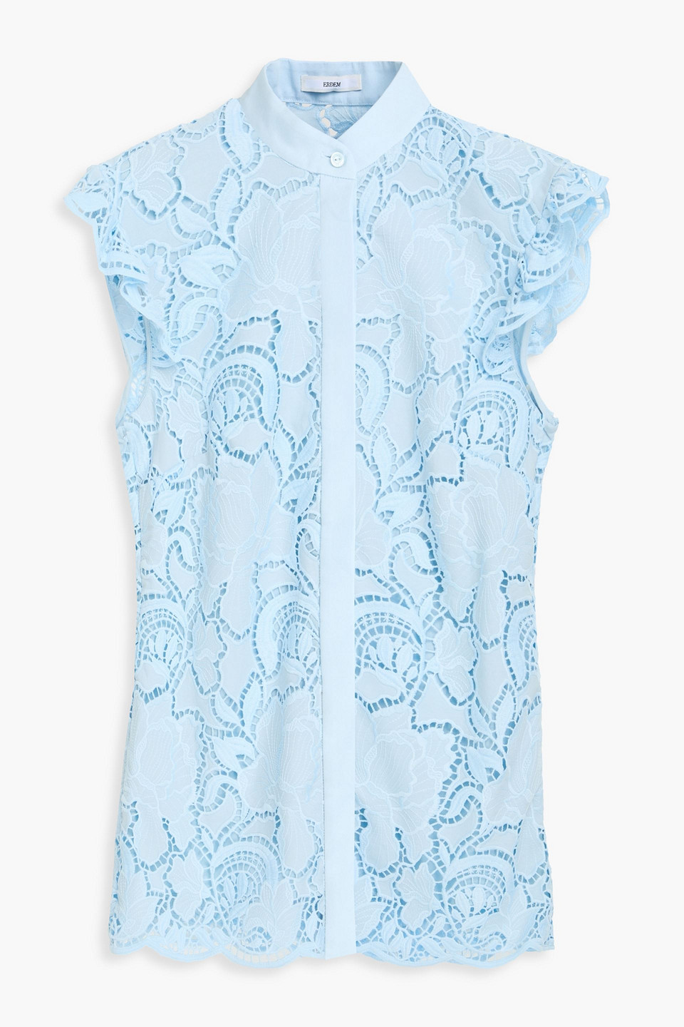 Ruffled broderie anglaise poplin blouse