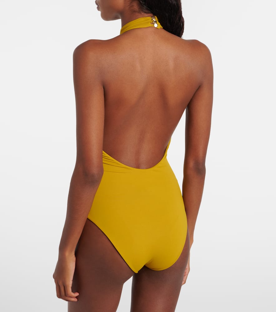 Artemis fringed beach cover-up and swimsuit