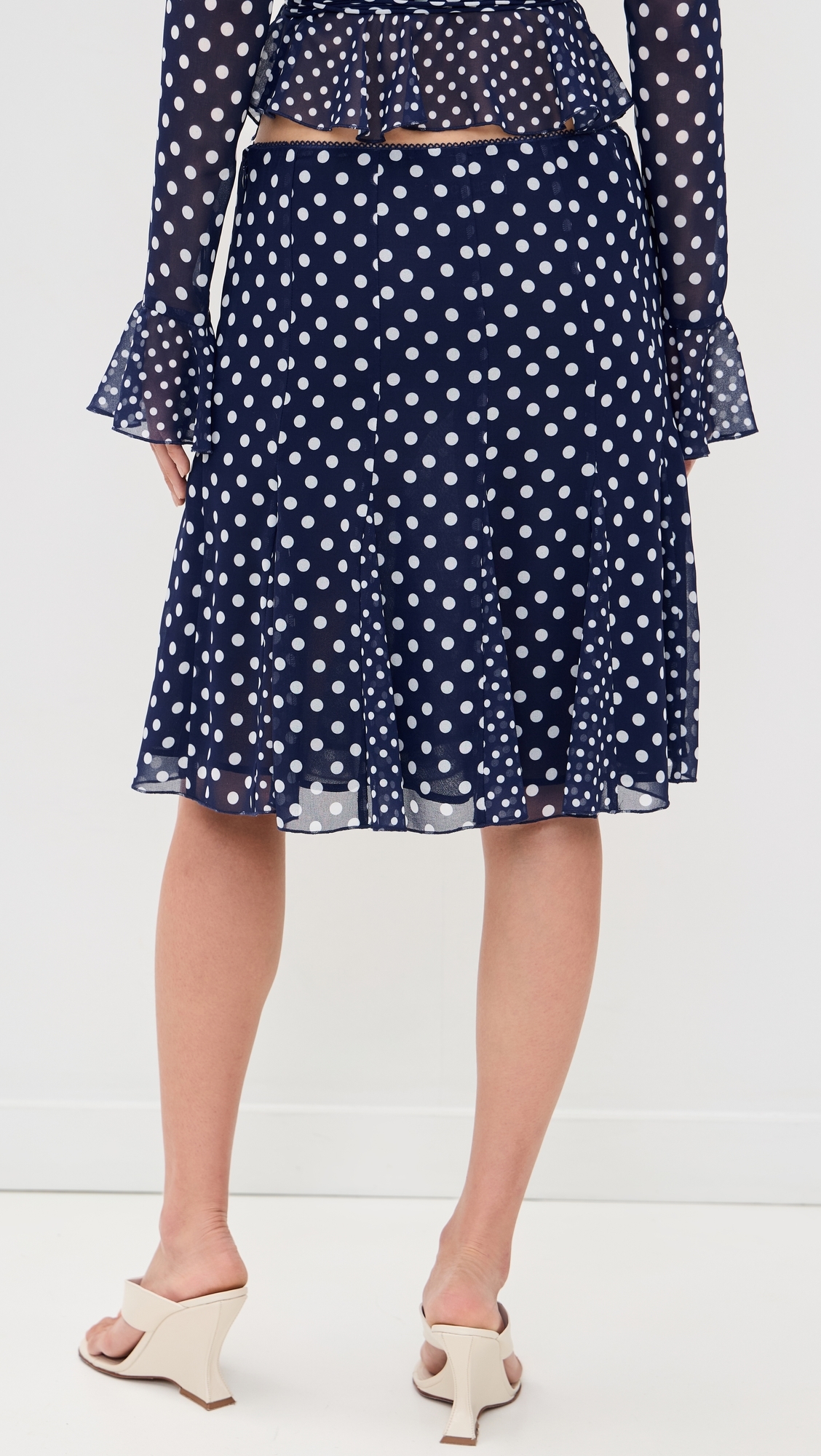 Mixed Godet Paloma Skirt Navy Dot
