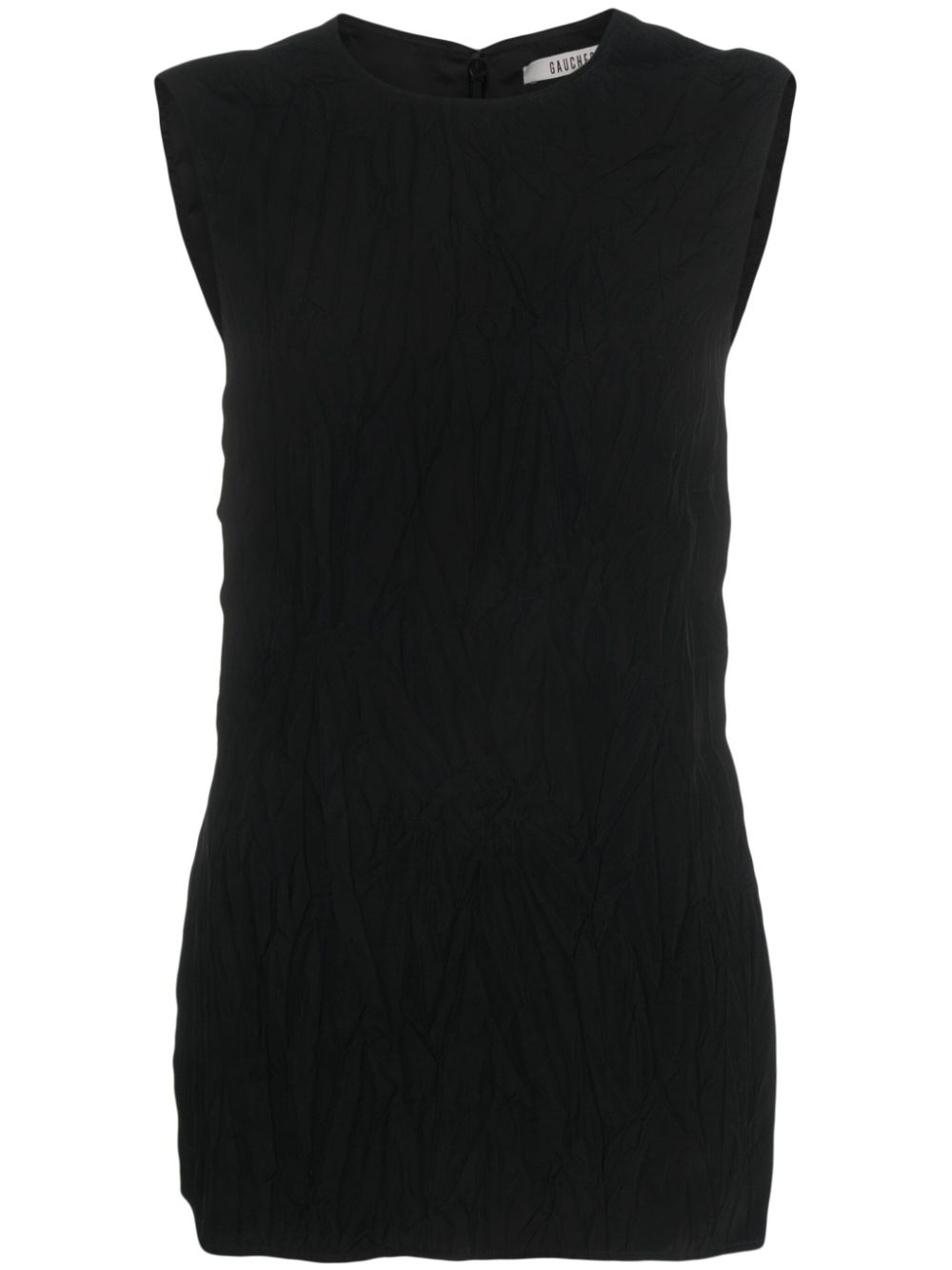 Crinkled-finish open-back top - Black