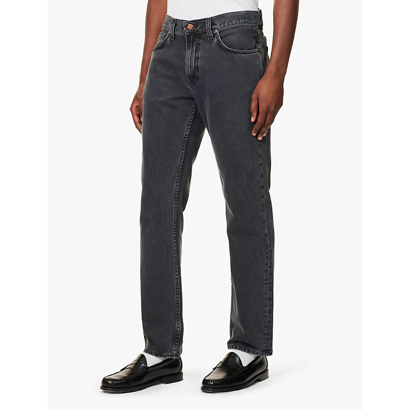 Mens Black Cliffs Gritty Jackson Brand-tab Straight-leg Regular-fit Denim