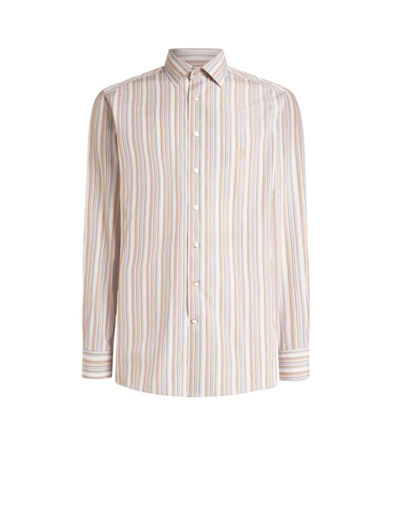 Striped Cotton Shirt With Pegaso Embroidery