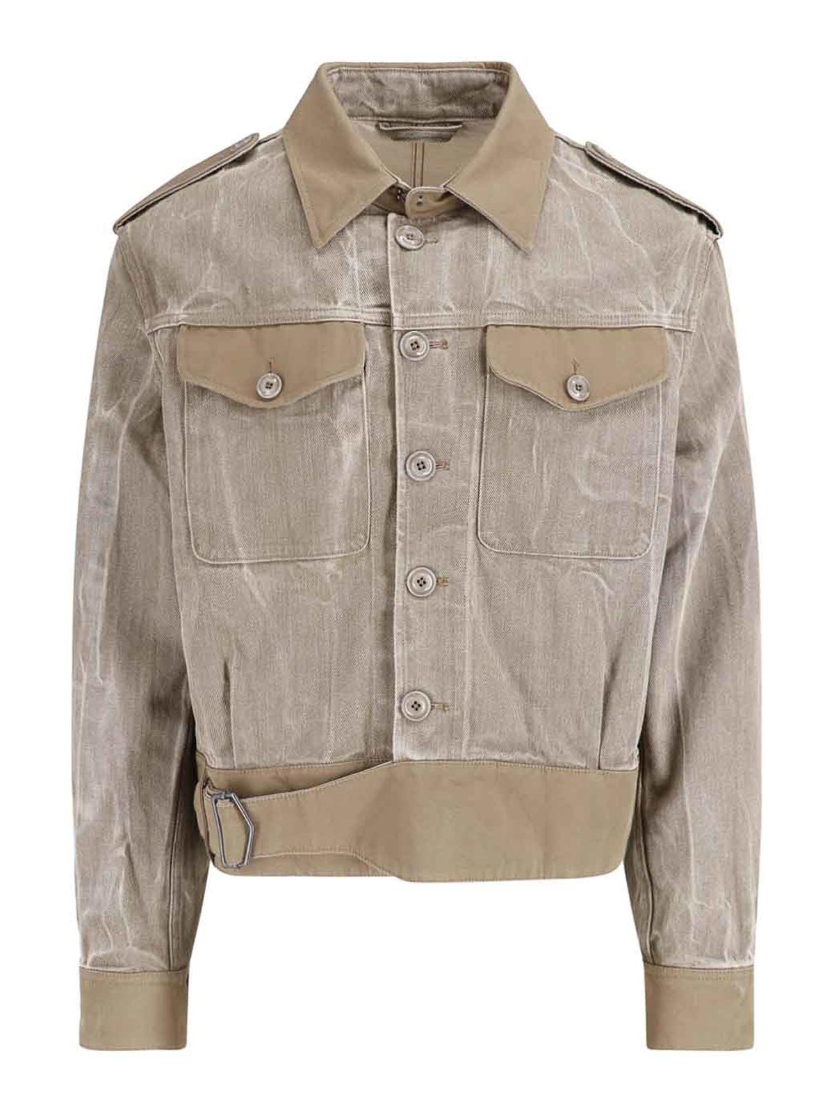 Our Legacy - belted coat buttoned cuffs epaulettes pocket