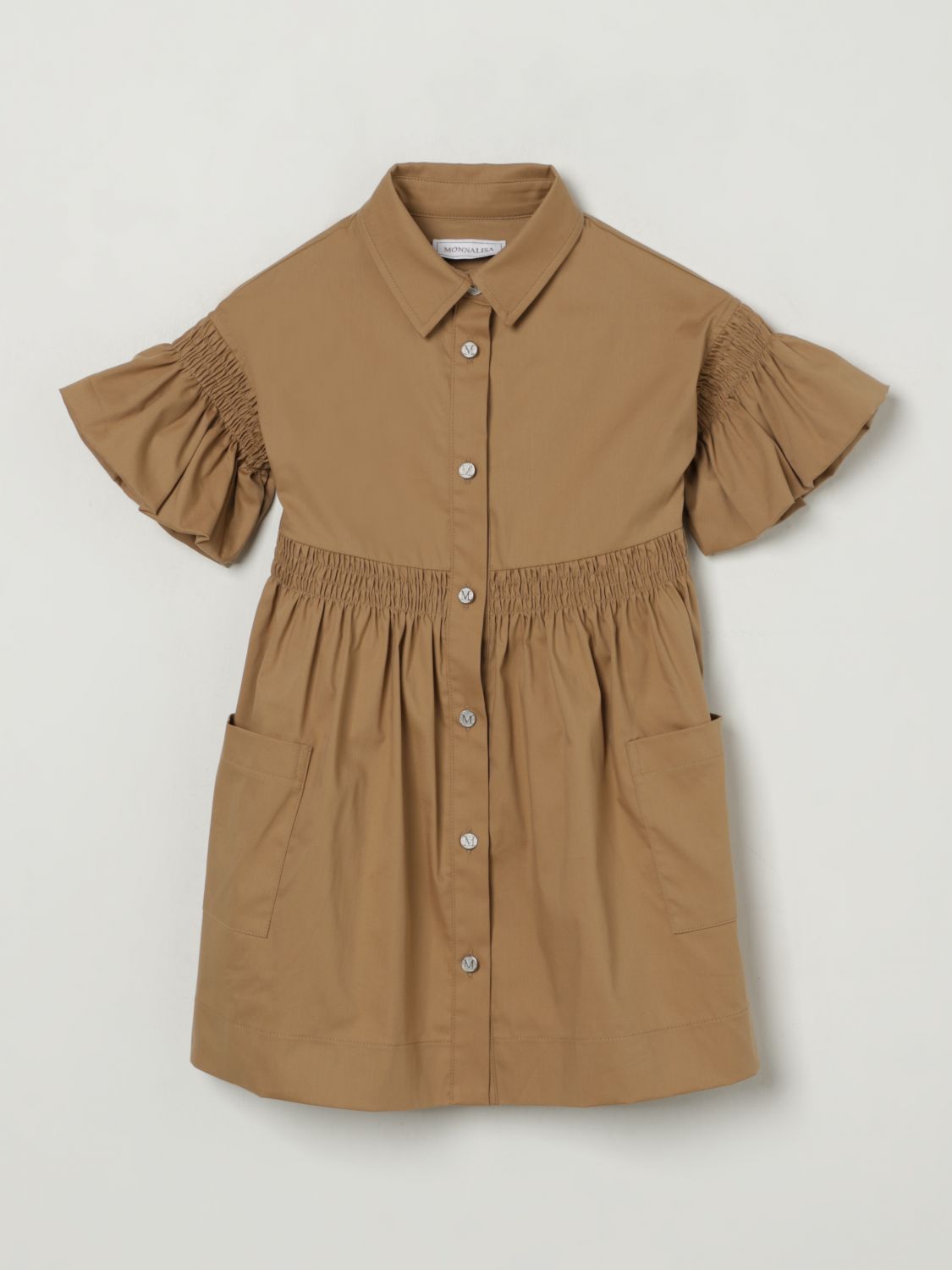 Shirred-panel dress - Brown