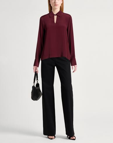 Woman Top Burgundy Size 12 Acetate, Silk