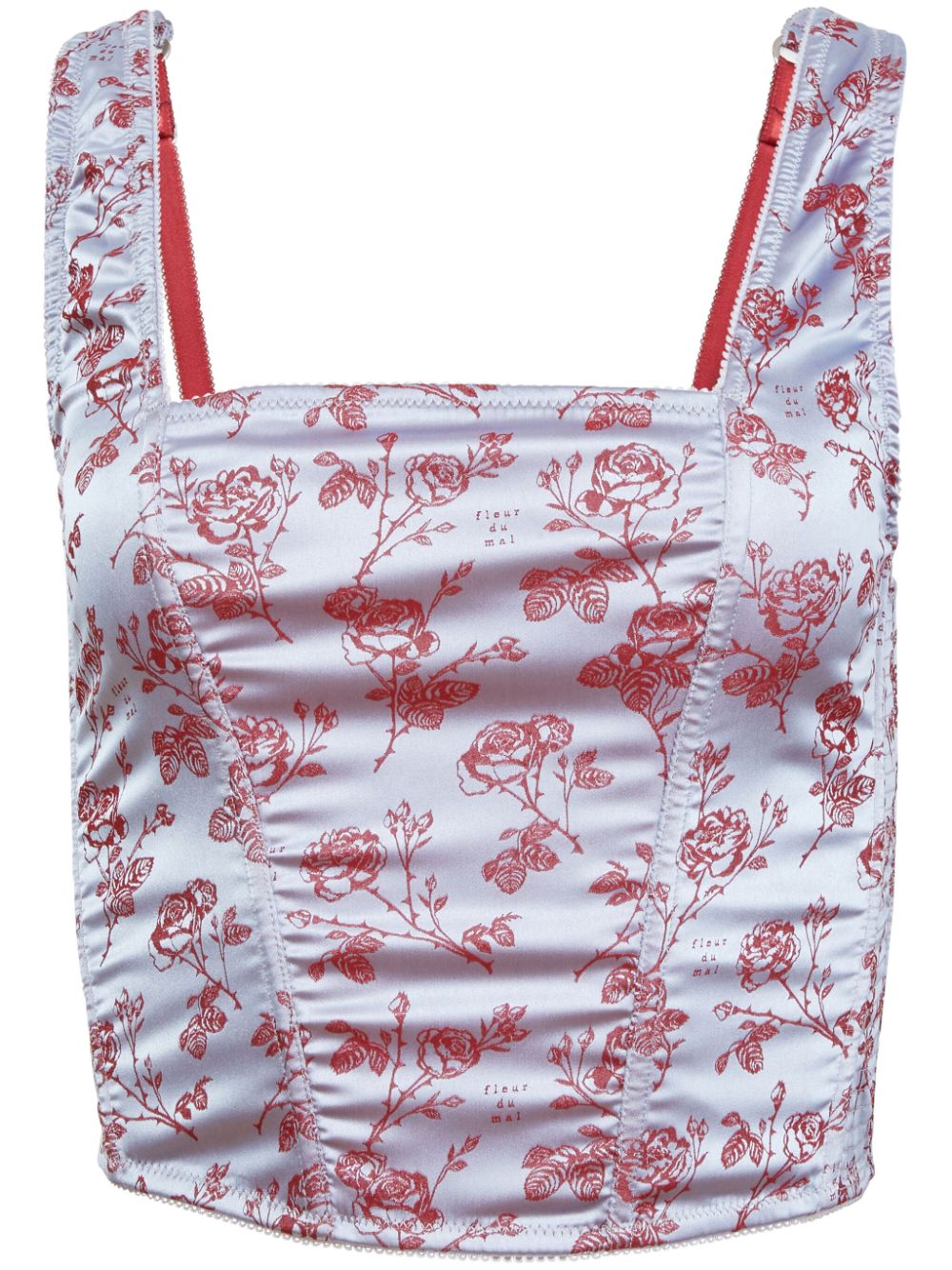 Rose jacquard corset top - Blue