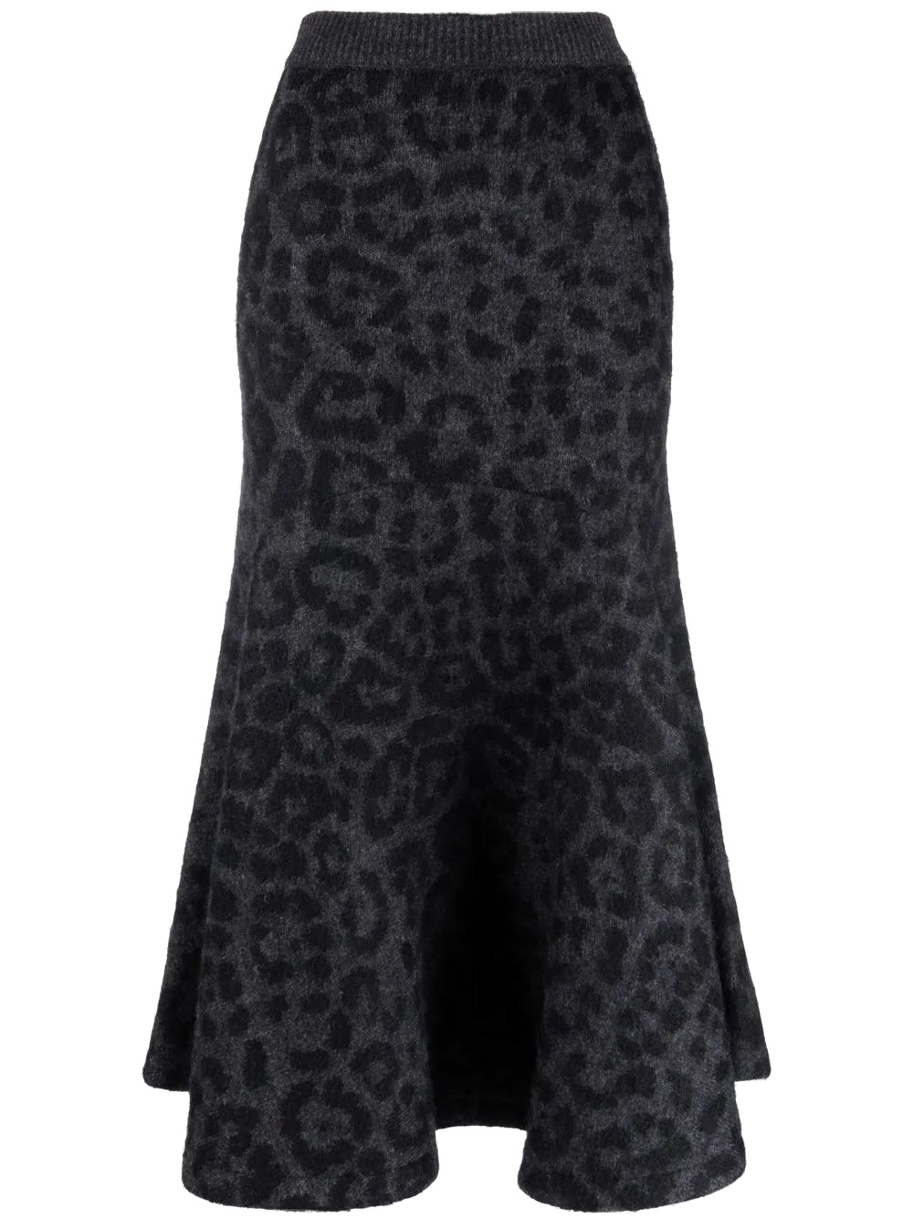 Leopard Print Knitted Skirt — Gray